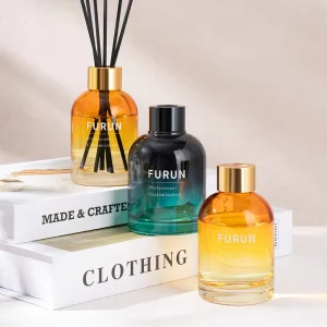 Luxury Home Fragrance Round 120ml Scent Empty Glass Reed Diffuser Bottle with Lid