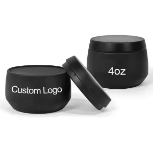 Luxury In Bulk Small Black Metal Scented Tin Cans Storage Food Containers Candle Tins 4oz