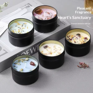 Luxury Iron Jar Soy Wax Scented Candle Handmade Crystal Dried Flower Decor Scented Candle for Presents