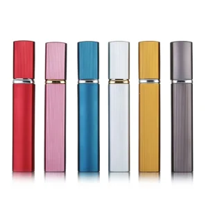 Luxury Matte Color 10ml Square Cosmetic Package Metal Fine Mist Spray Pump Aluminum Perfume Bottles