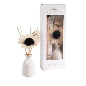 Luxury Mini 15ml Sola Flower Reed Diffuser White Sunflower Ceramic Vase Aroma Set for Wedding Favor Home Office Gift