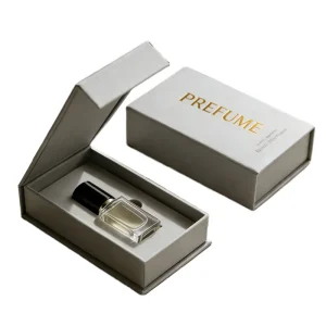 Luxury Pale Grey Magnetic Perfume Gift Box With Custom Insert for Premium Fragrance and Boutique Retail Case Box