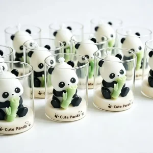 Luxury Panda Decorative Candle in Glass Cup Handmade Aromatherapy Candle for Room Decoration