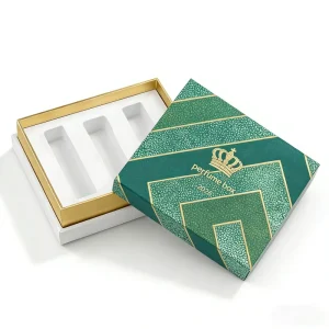 Luxury Perfume Box Lid and Base Gold Foil Stamping for Rollerball Set 3 Vials Rigid Gift Packaging OEM