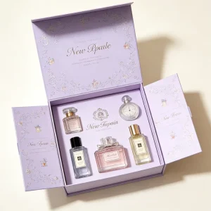 Luxury Perfume Double Door Magnetic Box Gold Foil Embossing Elegant Dual opening Design High End Fragrance Packaging Paperboard