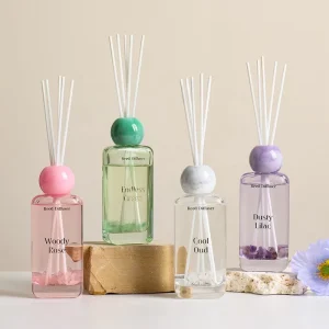 Luxury Private Label Alcohol Free Long Lasting Crystal Chip Lead Free Reed Diffuser Set