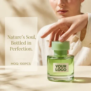 Luxury Private Label Perfume Custom Logo Fragrance Fresh Green Tea Scent Mint Green Cap Bottle for Eco Friendly Resorts