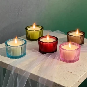 Luxury Ribbed Glass Scented Candles Natural Soy Wax Aromatherapy Candle Jar Home Decor Holiday Wedding Birthday Thanksgiving