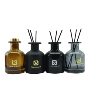 Luxury Round Aromatherapy Glass Bottles 50ml 100ml 150ml 200ml Transparent Black Perfume Glass Reed Diffuser Bottle F888