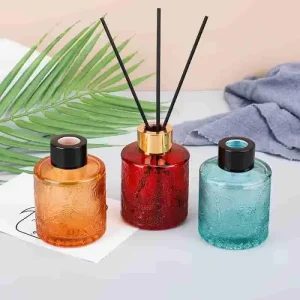 Luxury Round Reed Diffuser Glass Bottle 50ml 100ml 200ml Capacity for Essential Oil Perfume Packaged in Box