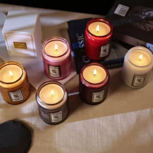 Luxury Scented Candle Embossed Amber Glass Jar Soy Wax Aromatherapy Candle Biodegradable Christmas Easter Diwali