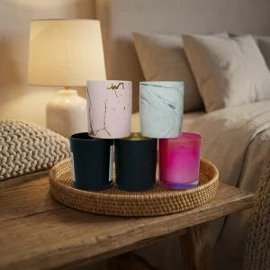 Luxury Scented Candles Eco Friendly Organic Matte Pink Porcelain Jar with Lid Diwali Easter Home Decor