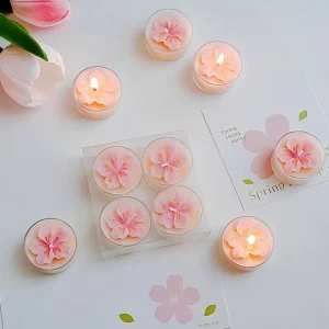 Luxury Scented Personalized Sakura Flower Candles for Anniversary Gifting