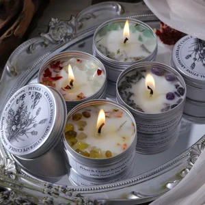 Luxury Silver Metal Tins Dried Flower Crystal Handmade Scented Candles Wedding Home Decor Ornaments Soy Wax Aroma Candle in Jar
