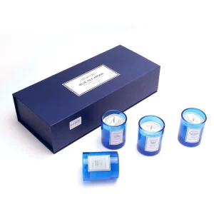 Luxury Soy Wax Candle in Blue Glass Jar Custom Home Fragrance Candle Private Label OEM ODM Modern Decorative Aromatherapy Candle