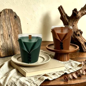 Luxury Soy Wax Scented Candles Custom Logo Leather Packaging Aromatherapy Home Fragrance Gift Candles