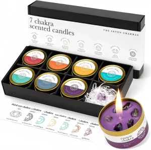 Luxury Spiritual Healing Gift Yoga Energy Candle Chakra Soy Wax Candle Aromatherapy Scented Crystal Candles