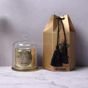 Luxury Tassel Cloche Glass Jar Scented Candle Natural Hand Poured Soy Wax Aromatherapy Candle with Glass Dome Lid Home Fragrance
