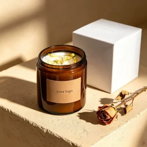 Luxury Unique Empty Round Brown Glass Candle Containers with Metal Cap Custom Logo Aromatherapy Candle
