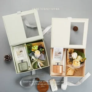 Luxury Valentines Day Bouquet Gift Private Label Flower Rose Soap Flower Reed Diffuser Gift Box Set 120ml