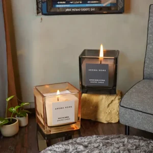 Manufacturers Romantic Aromatherapy Candles Handmade Square Colored Glass Cans Home Decoration Gifts Christmas