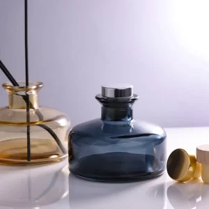 Matte Black and Clear Glass Reed Diffuser Bottle Round Flat 200ml 350ml with Fragrance and Packaging