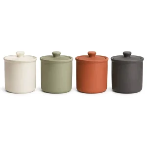 Matte Ceramic Scented Wax Melt Jar Candle Container With Wooden Wick 4 Color Bulk Pack For Home Aromatherapy & Gift