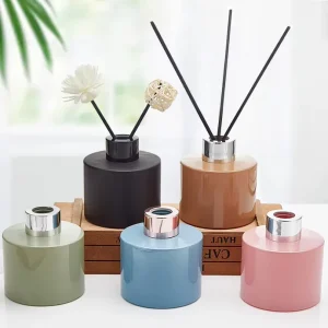 Matte Glass Reed Diffuser Bottle Cylinder Screw Cap Golden Silver Collar Aroma Home Decoration High Quality