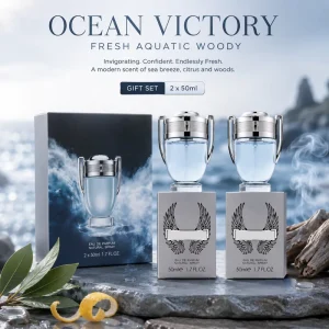 Men Eau De Parfum Spray Gift Set 2 Bottles Silver Trophy Shaped Bottle