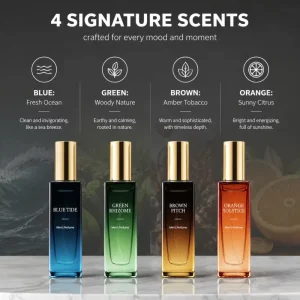Men Fragrance Set 4 Distinct Signature Scents Compact Pocket Size for Business Trip Outdoor Activity