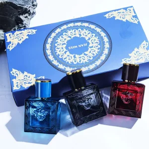 Men’s Private Label Fragrance Set Three piece Cologne Set Long lasting Scent Gift Box Packaging