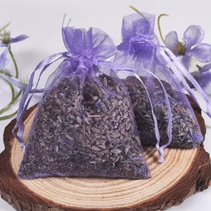 Mesh Bag Lavender Dried Flowers & Granules Aromatherapy Sachet for Wardrobe Shoe Cabinet Car & Air Freshener Natural and Eco
