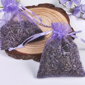 Mesh Bag Lavender Dried Flowers & Granules Aromatherapy Sachet for Wardrobe Shoe Cabinet Car & Air Freshener Natural and Eco