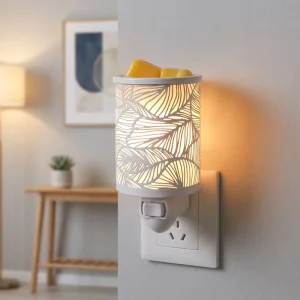 Metal Electric Aromatherapy Diffuser and Candle Wax Melt Warmer with Night Light, Wall-Mounted, Multi-Voltage