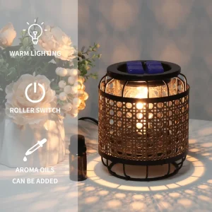 Metal Hollow Essential Oil Melting Lamp Household Incense Holder Scents Wax Melt Burner Candle Burning With Night Lamp