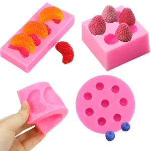 Mini Strawberry Raspberry Blueberry Resin Silicone Fondant Molds Single Piece Soap Candle Wax Melts Berries Chocolate Candy Mold