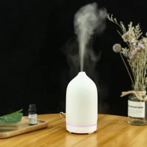 Mini Ultrasonic Aroma Diffuser Humidifier Portable LED Light Ceramic