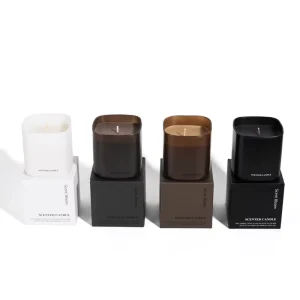 Minimalist Frosted Square Private Label Scented Candles with Gift Box