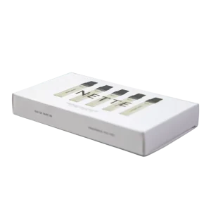 Minimalist White Foldable Paper Gift Box Custom Print for Perfume Sample Discovery Set Fragrance Vial Packaging