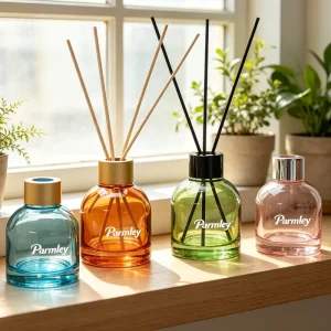 Modern 100ml Colored Glass Refillable Empty Fragrance Reed Diffuser Bottle for Hotel Air Freshener Packaging