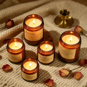 Modern Amber Glass Soy Wax Eco-friendly Aromatherapy Candle Home Decor Gift Custom Private Label Christmas