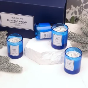 Modern Blue Glass Candle Luxury Soy Wax Home Fragrance Candle Decorative Aromatherapy Candle Elegant Gift Candle Home Decor