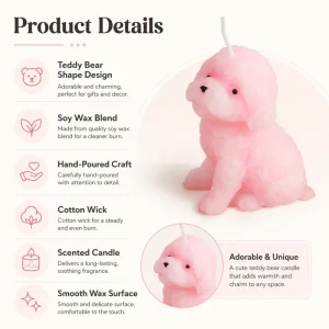 Modern Cute Teddy Bear Scented Votive Candle Handmade Decorative for Birthday and Father’s Day Gifts