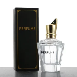 Modern High End 60ml Empty Perfume Bottle Simple Transparent Square Shape with Pump Sprayer Seal