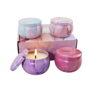 Modern Soy Wax Aromatherapy Candle Set DIY Supplies with Different Flavors Valentine’s Day Gift Set Metal Tin