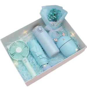 Mother’s Day Gift Set Custom Logo Beautiful Bouquets Vacuum Fan Umbrella Humidifier for Birthday Christmas Mothers Day