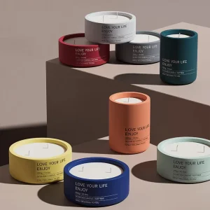 Multi Color Labeled Matte Ceramic Container Scented Candle for Bedroom Relaxation Wedding Gift Packaging