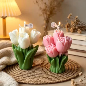 Multi Color Tulip Flower Bouquet Scented Candle Ins Aesthetic 3D Floral Aromatherapy Candle Romantic Gift for Home Table Decor