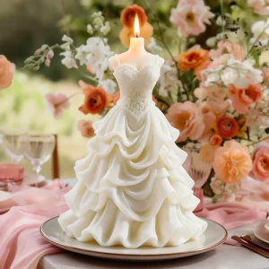 N 029 Novelties Valentine’s Day Wedding Dress Scented Candles Luxury Handmade Soy Wax Custom Candles Color for Wedding Souvenirs