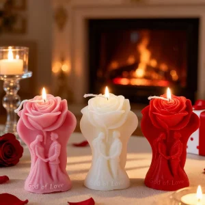 N 040 Valentine’s Day Rose Couple Scented Candles Handmade Candles Scented Luxury Roses Soy Wax Candles Wedding Souvenirs Gifts